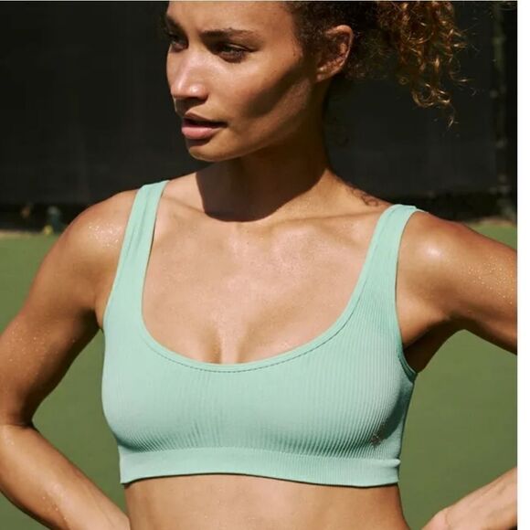 Happiness Runs Scoop Neck Bra Reflective Blue XS/S - Picture 1 of 5